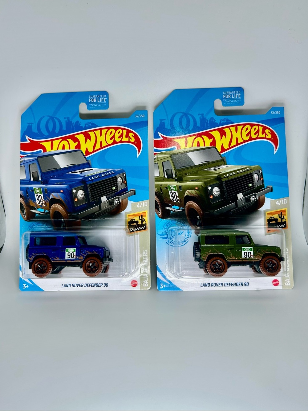 Hot Wheels Land Rover Lot Of 2x-Land Rover Defender 90 Blue & Green Baja Blazers
